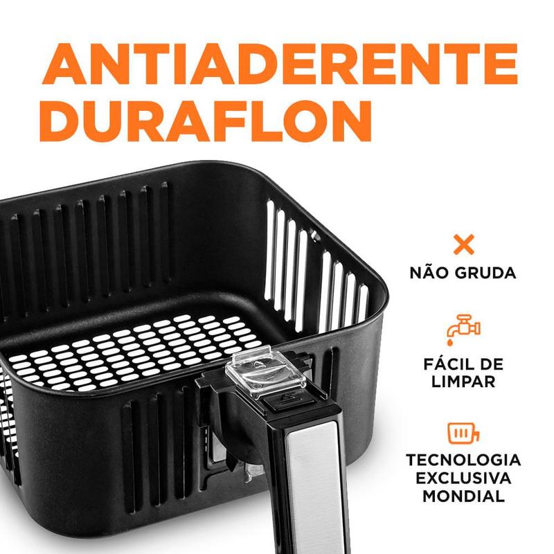 Fritadeira Elétrica Air Fryer Mondial AFN-40-BI 4L Inox/Preta
